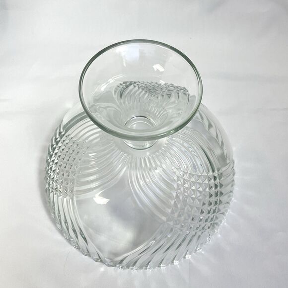 VTG Indiana Glass Centerpiece Bowl Facet-Cut Clear Glass Pedestal Fruit Dish EUC - Picture 8 of 13